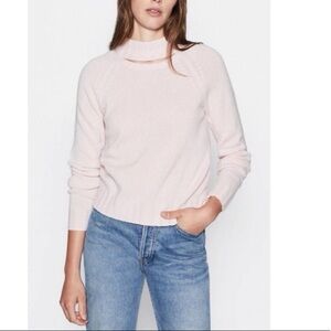 (R6) EQUIMENT Women Pink Turtleneck Sweater, Size M,50%wool y, 50% cashmere